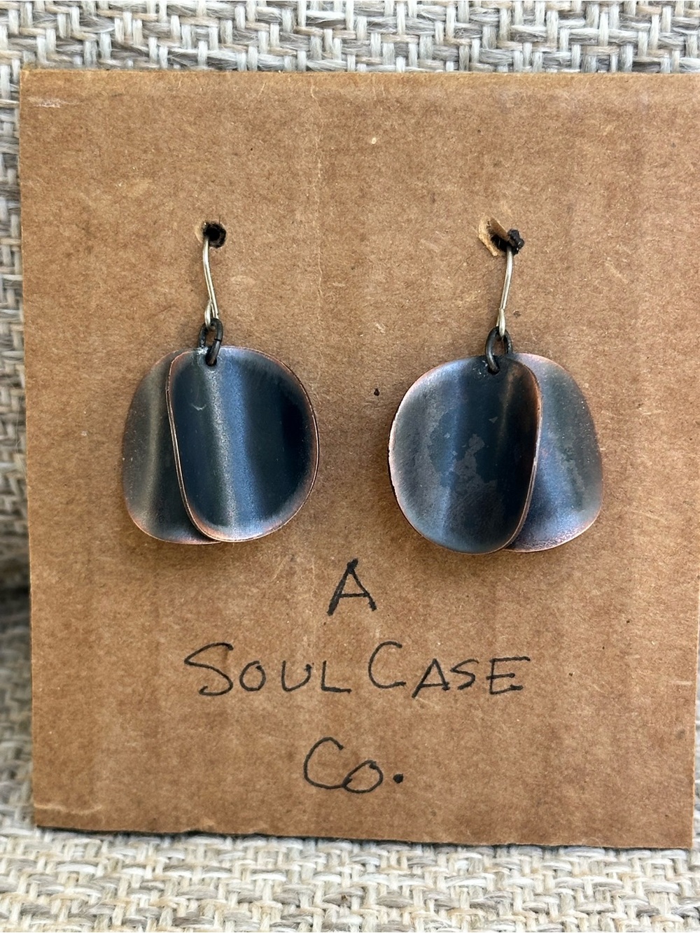 Blackened Copper Layered Petal Drop Earrings